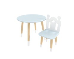 Детский комплект стол Круглый и стул Принц Артур голубой, с носочками