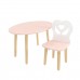 Детский комплект стол Овальный и стул Крылья с сердцем розовый, Bambini Letto