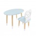 Детский комплект стол Овальный и стул Крылья с сердцем голубой, с носочками, Bambini Letto