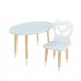 Детский комплект стол Овальный и стул Крылья с сердцем голубой, с носочками, Bambini Letto