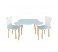 Детский комплект стол и 2 стула Мишка голубой