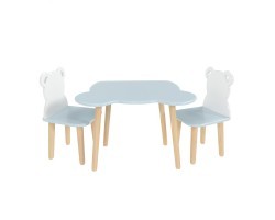 Детский комплект стол и 2 стула Мишка голубой