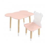 Детский комплект стол и стул Мишка розовый, с носочками