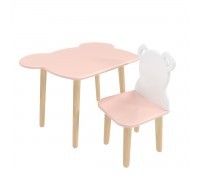 Детский комплект стол и стул Мишка розовый