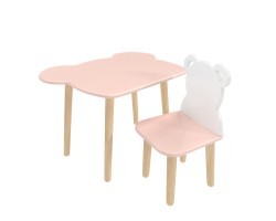Детский комплект стол и стул Мишка розовый