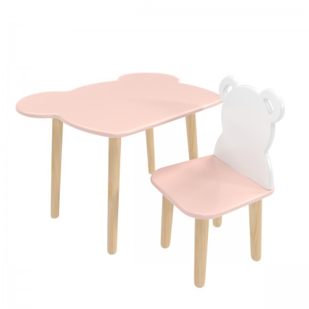 Детский комплект стол и стул Мишка розовый, Bambini Letto