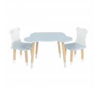 Детский комплект стол и 2 стула Мишка голубой, с носочками