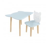 Детский комплект стол и стул Котик голубой