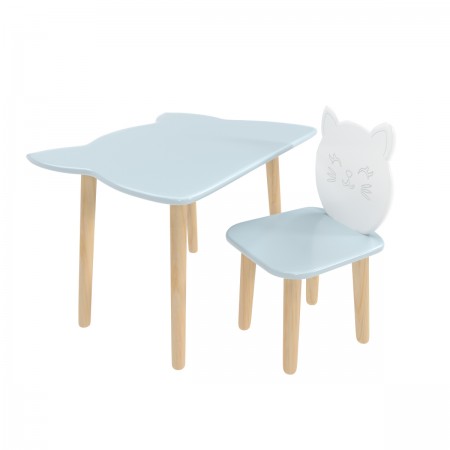 Детский комплект стол и стул Котик голубой, Bambini Letto
