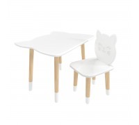 Детский комплект стол и стул Котик белый, с носочками