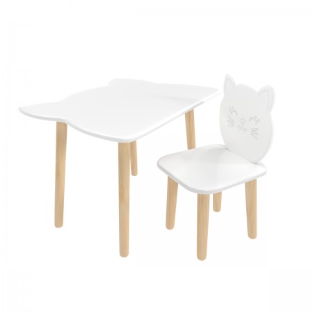 Детский комплект стол и стул Котик белый, Bambini Letto