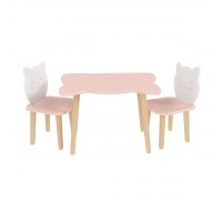 Детский комплект стол и 2 стула Котик розовый