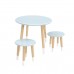 Детский комплект "Круглый" стол и 2 круглых табурета голубой, с носочками, Bambini Letto