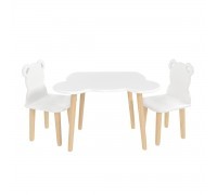 Детский комплект стол и 2 стула Мишка белый