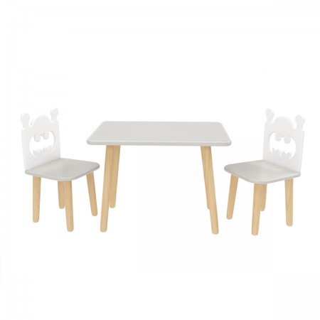 Детский комплект Прямоугольный стол и 2 стула Бэтмен серый, Bambini Letto