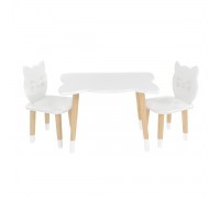 Детский комплект стол и 2 стула Котик белый, с носочками