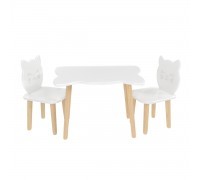 Детский комплект стол и 2 стула Котик белый