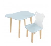 Детский комплект стол и стул Мишка голубой