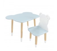 Детский комплект стол и стул Мишка голубой, с носочками