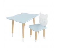 Детский комплект стол и стул Котик голубой, c носочками