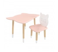 Детский комплект стол и стул Котик розовый, c носочками