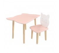 Детский комплект стол и стул Котик розовый