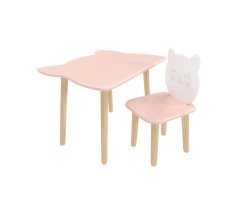 Детский комплект стол и стул Котик розовый