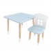 Детский комплект стол Квадратный и стул Домик голубой, с носочками, Bambini Letto