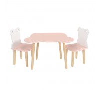 Детский комплект стол и 2 стула Мишка розовый