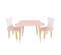 Детский комплект стол и 2 стула Мишка розовый, с носочками