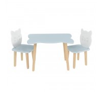 Детский комплект стол и 2 стула Котик голубой