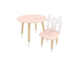 Детский комплект стол Круглый и стул Принц Артур розовый, с носочками