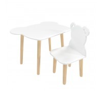 Детский комплект стол и стул Мишка белый