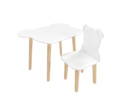 Детский комплект стол и стул Мишка белый