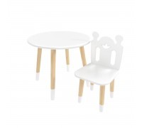 Детский комплект стол Круглый и стул Принц Артур белый, с носочками