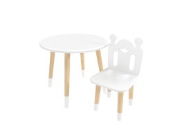 Детский комплект стол Круглый и стул Принц Артур белый, с носочками
