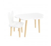 Детский комплект стол Облако и стул Уши зайца белый