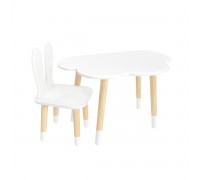 Детский комплект стол Облако и стул Уши зайца белый, с носочками