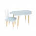 Детский комплект стол Облако и стул Уши зайца голубой, с носочками, Bambini Letto