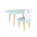 Детский комплект стол Облако и стул Уши зайца голубой, с носочками, Bambini Letto
