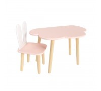 Детский комплект стол Облако и стул Уши зайца розовый