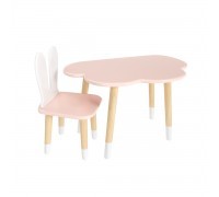 Детский комплект стол Облако и стул Уши зайца розовый, с носочками