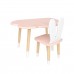 Детский комплект стол Облако и стул Уши зайца розовый, с носочками, Bambini Letto