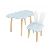 Детский комплект стол Облако и стул Уши зайца голубой