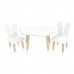 Детский комплект стол Облако и 2 стула Уши зайца белый, с носочками, Bambini Letto