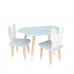 Детский комплект стол Облако и 2 стула Уши зайца голубой, с носочками, Bambini Letto