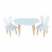 Детский комплект стол Облако и 2 стула Уши зайца голубой, с носочками, Bambini Letto