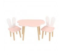 Детский комплект стол Облако и 2 стула Уши зайца розовый
