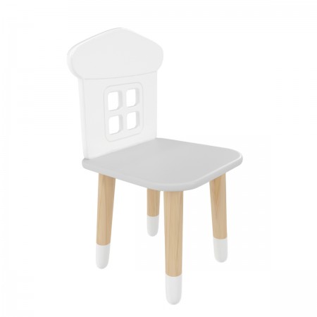 Детский стул Домик серый перламутр, с носочками, Bambini Letto