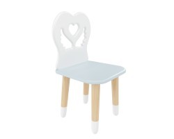 Детский стул Крылья с сердцем голубой, с носочками